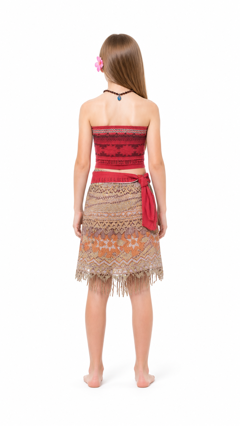 Moana Costume with Skirt and Necklace back view