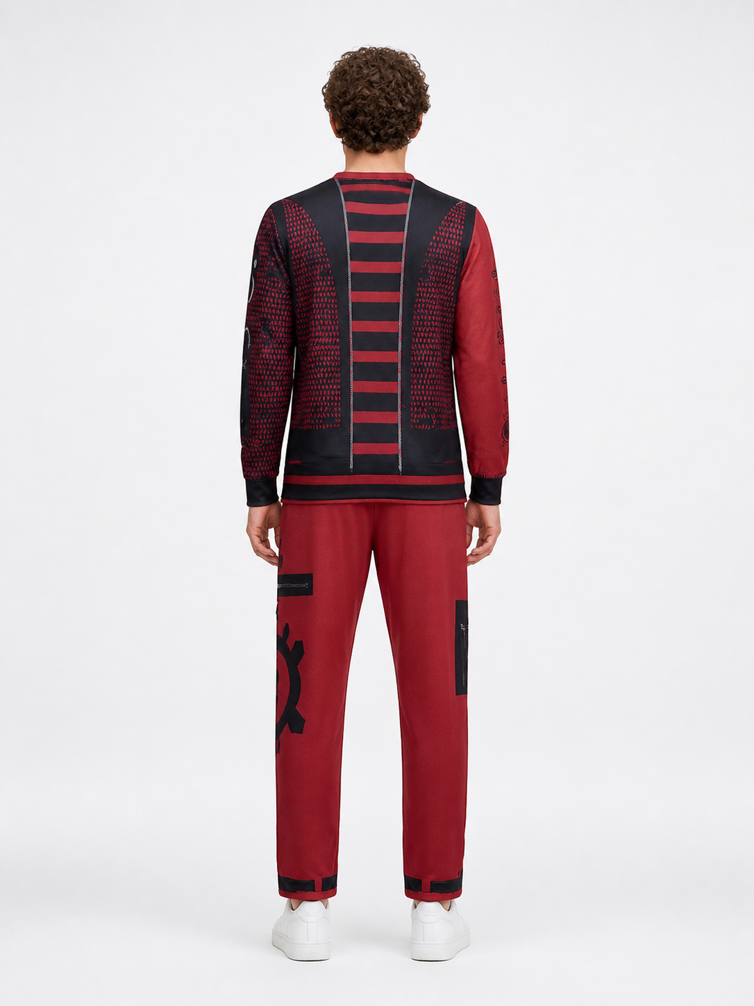 Victor Cosplay Costume, Long-Sleeve Top and Pants back view