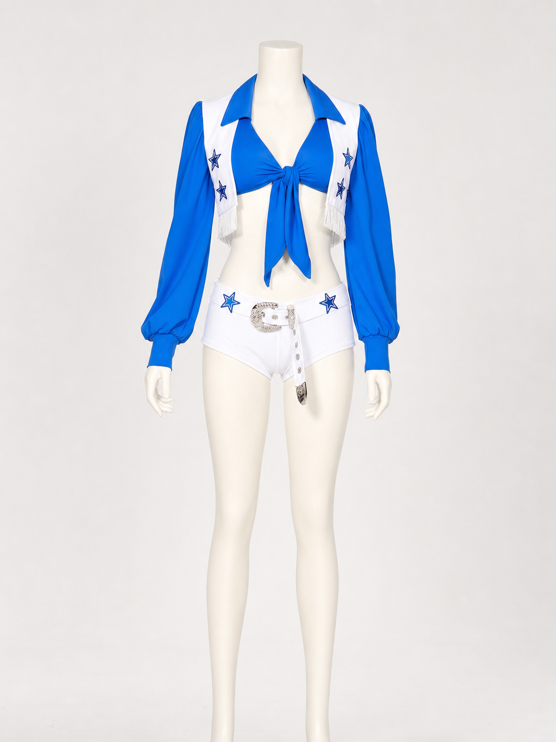 Blue and White Stage Costume with Stars and Fringe
