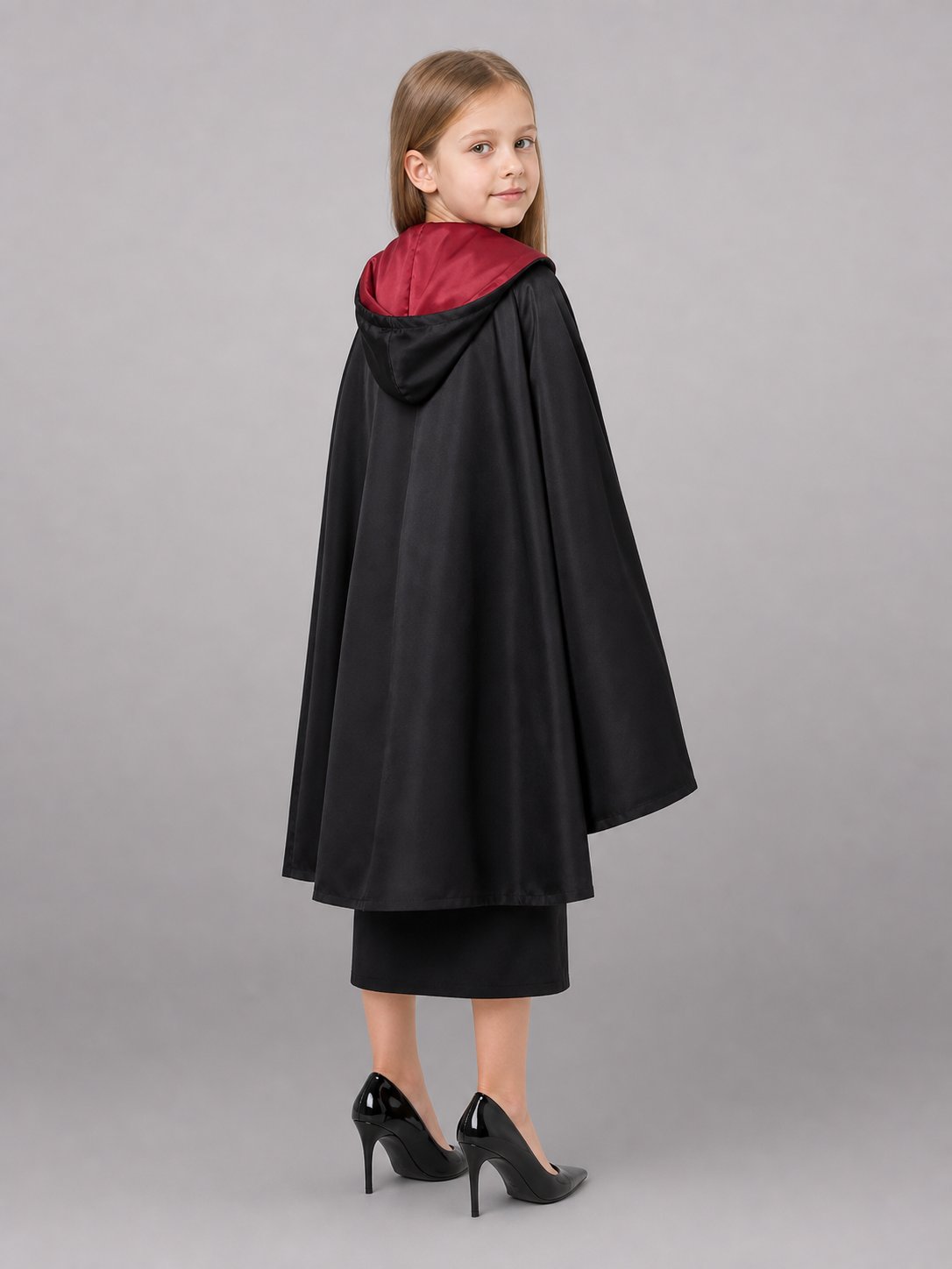 Black Hooded Carnival Cloak for Cosplay