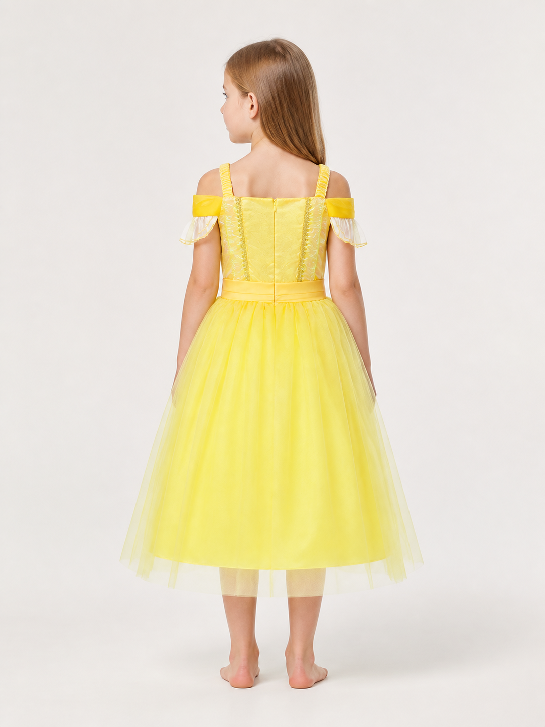 Yellow Princess Costume Dress for Halloween and Cosplay back view