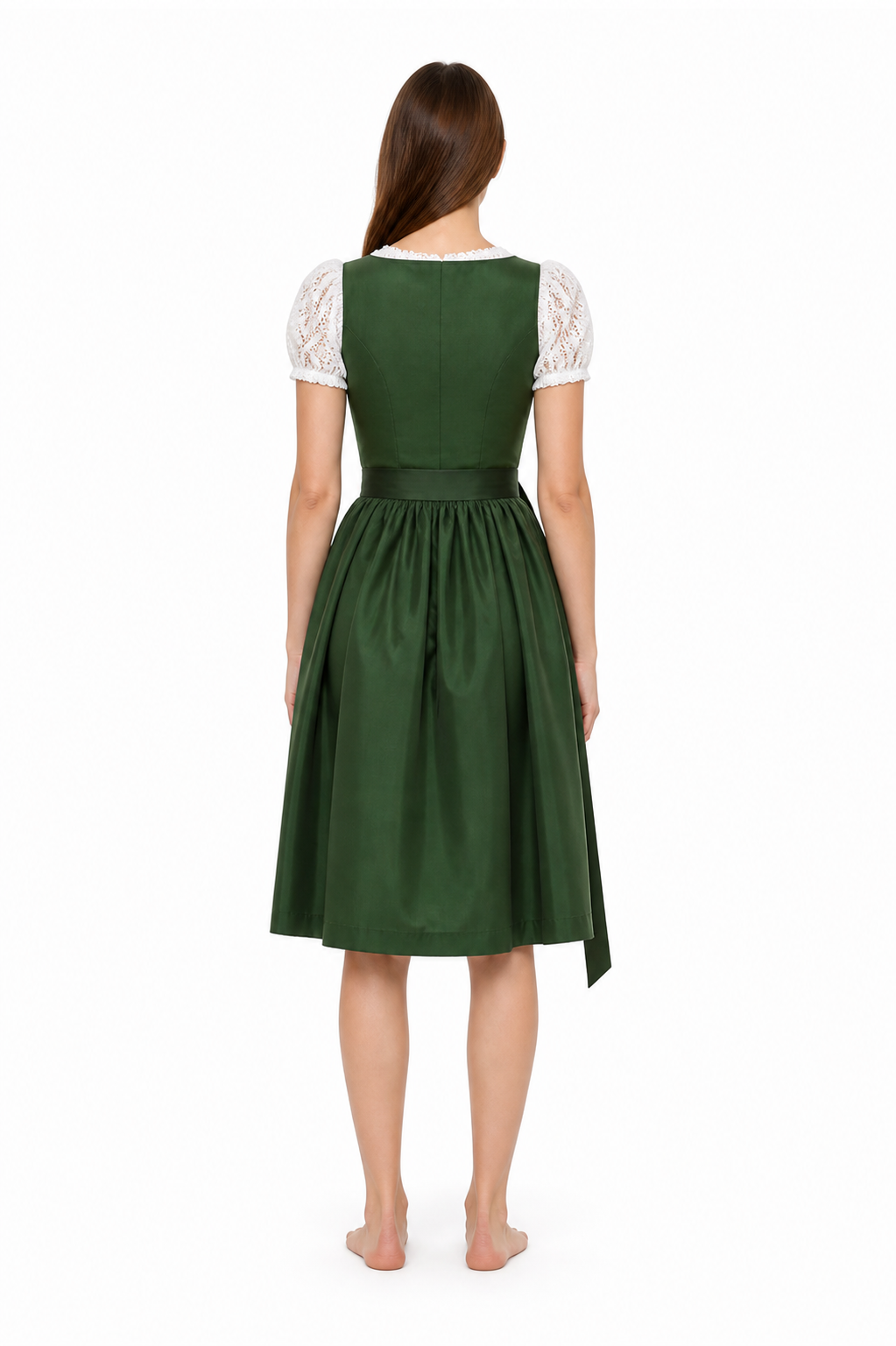 Midi Dress with a Square Neckline and Lace