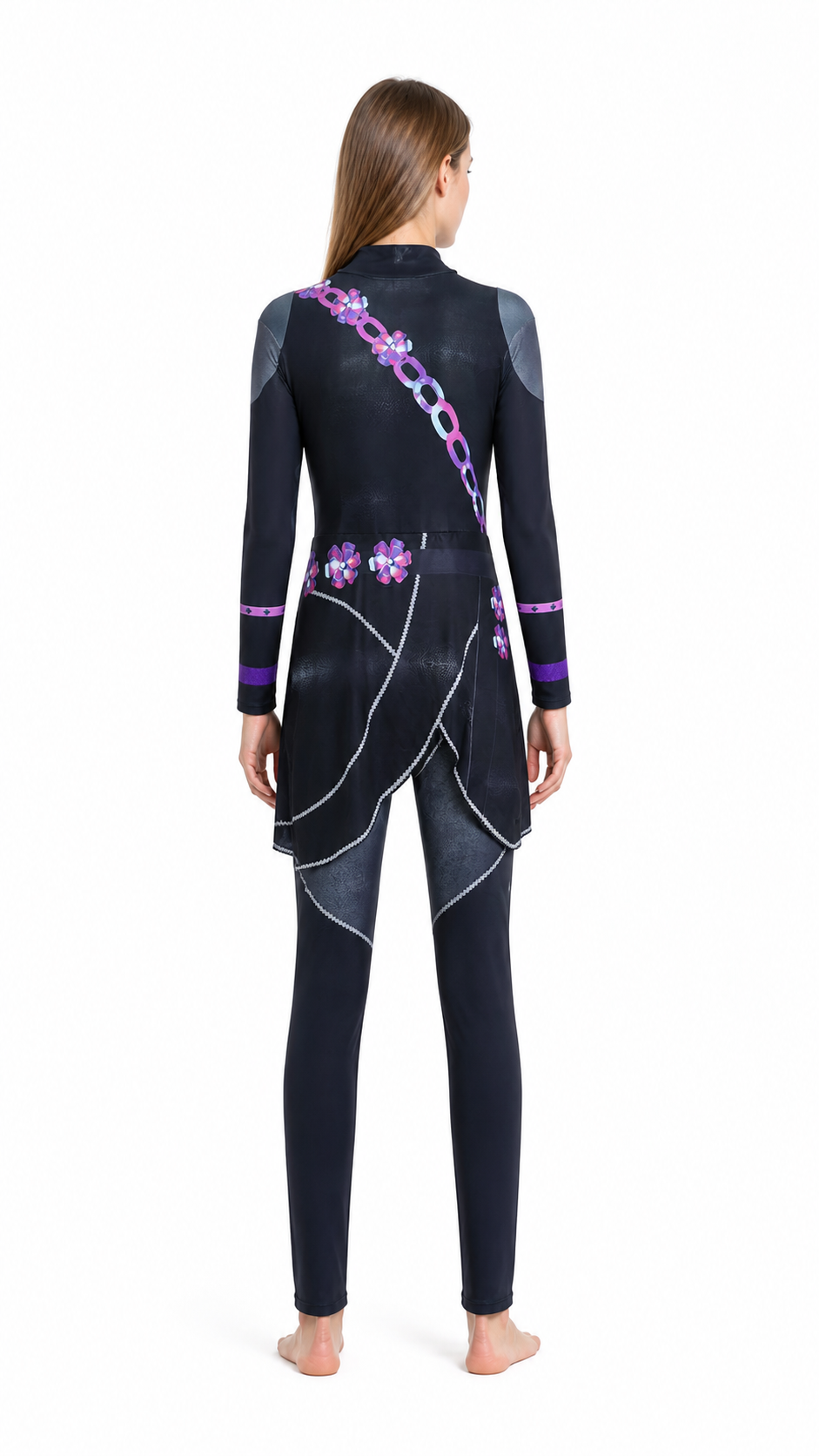 Zoe Cosplay Jumpsuit with Asymmetrical Skirt back view