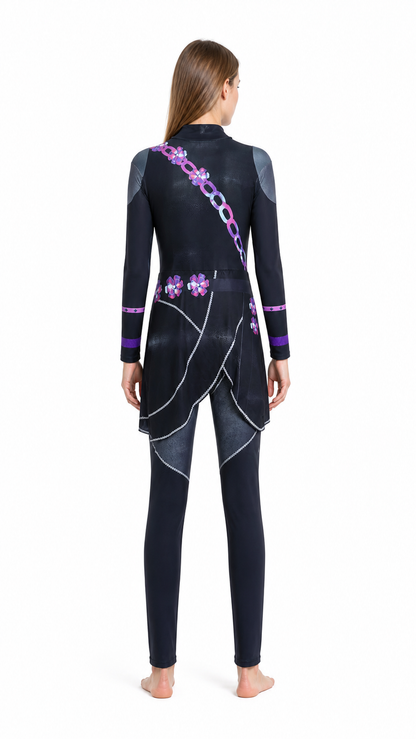 Zoe Cosplay Jumpsuit with Asymmetrical Skirt back view