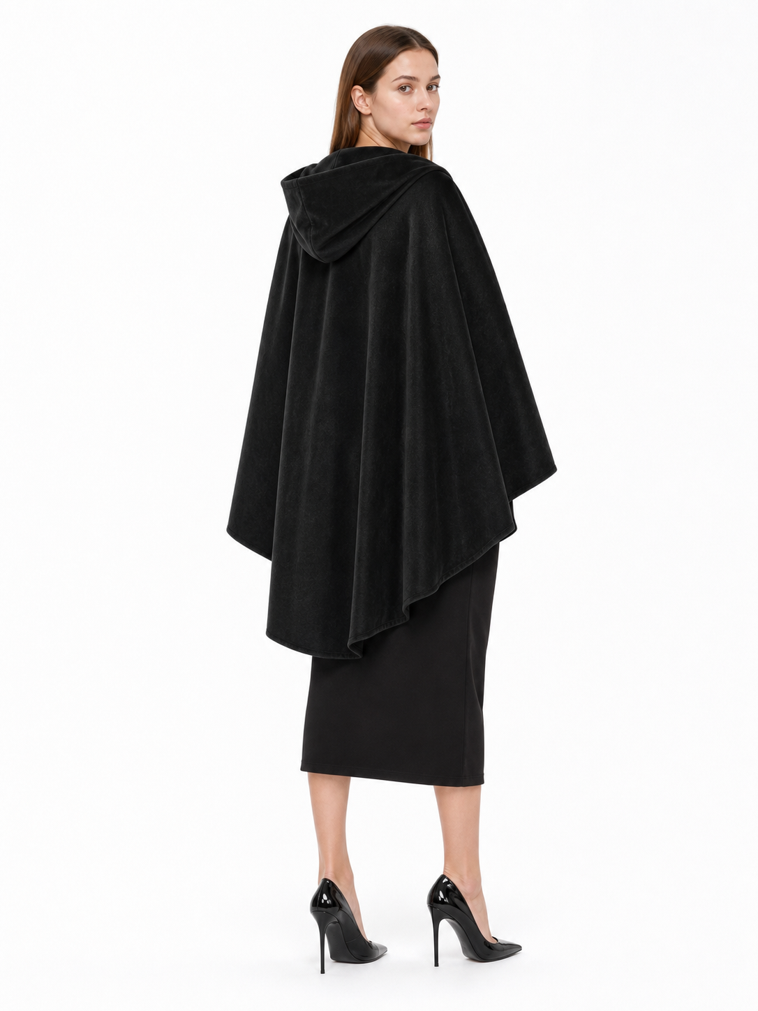 Black Medieval Carnival Cloak with Hood