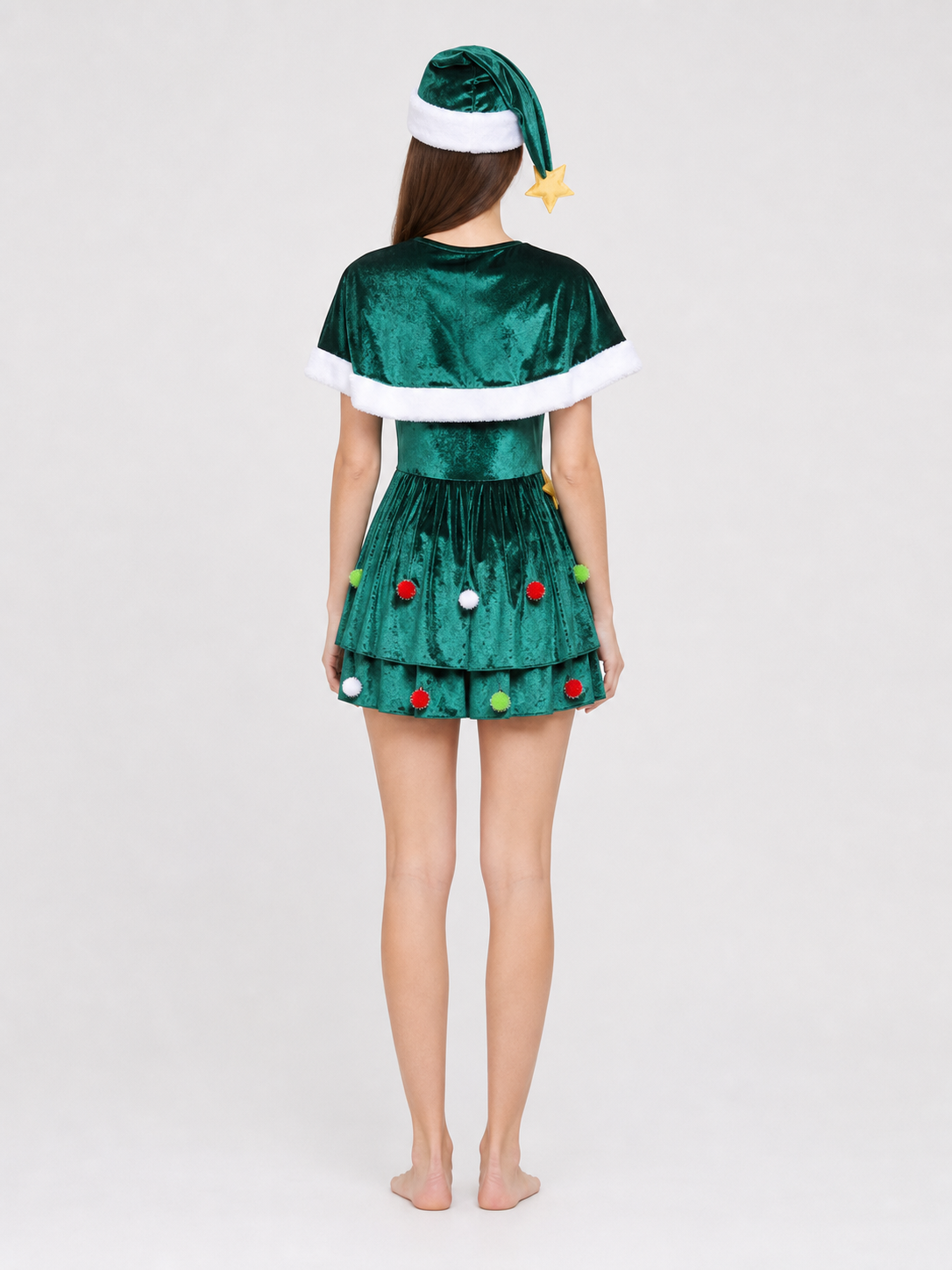 Christmas Tree Costume with Tiered Skirt for Performances