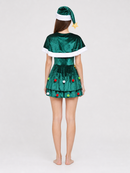 Christmas Tree Costume with Tiered Skirt for Performances