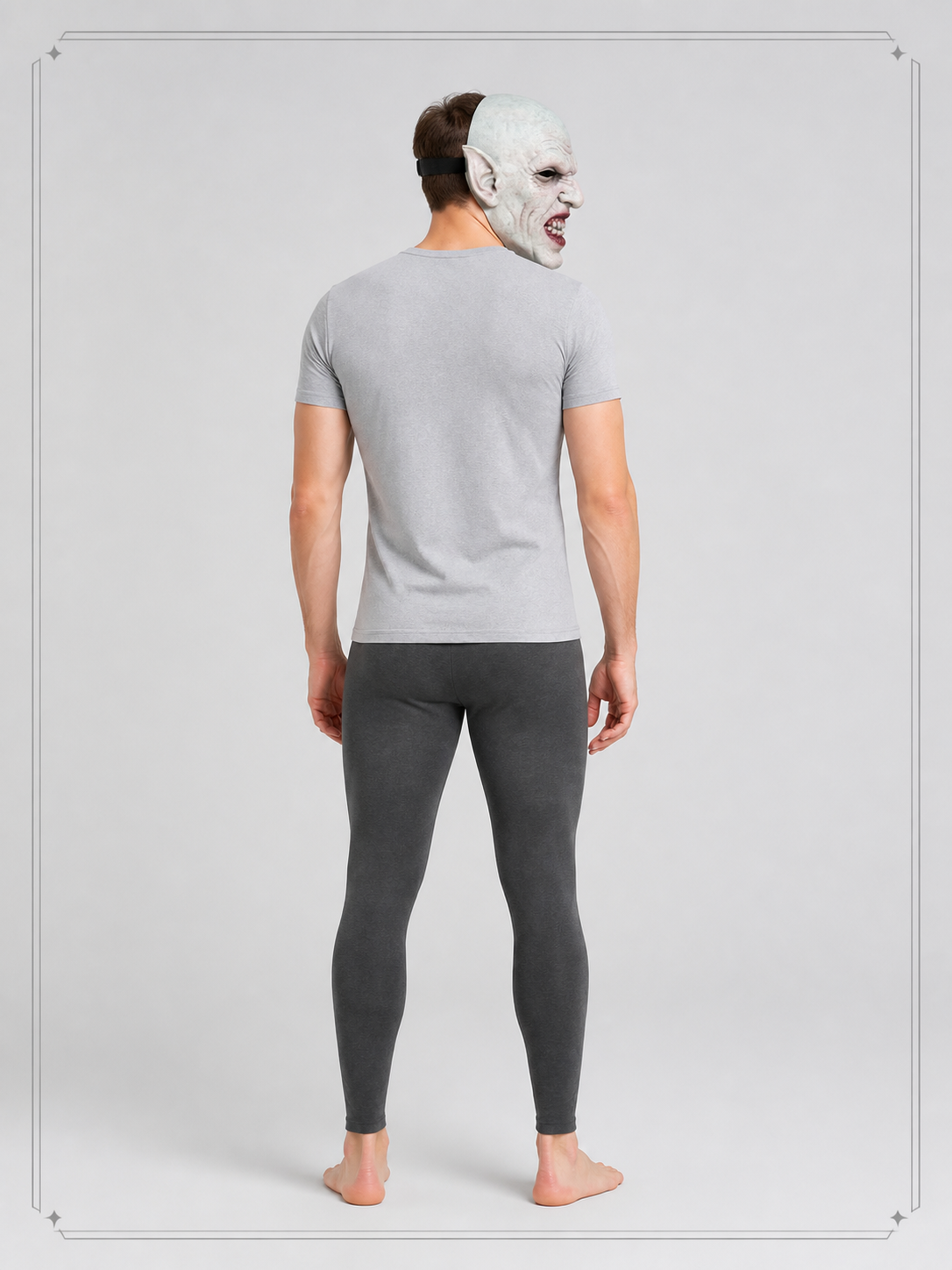Gray and White Vampire Carnival Mask for Halloween back view