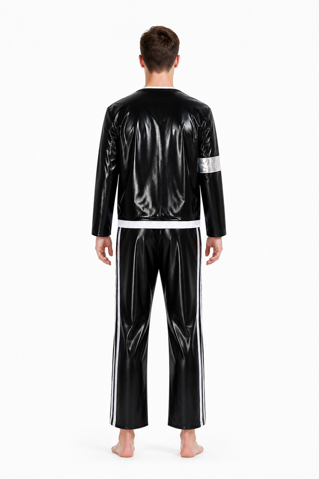 Stage Three-Piece Costume with a Shiny Jacket back view