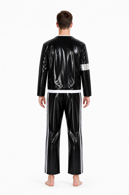 Stage Three-Piece Costume with a Shiny Jacket back view