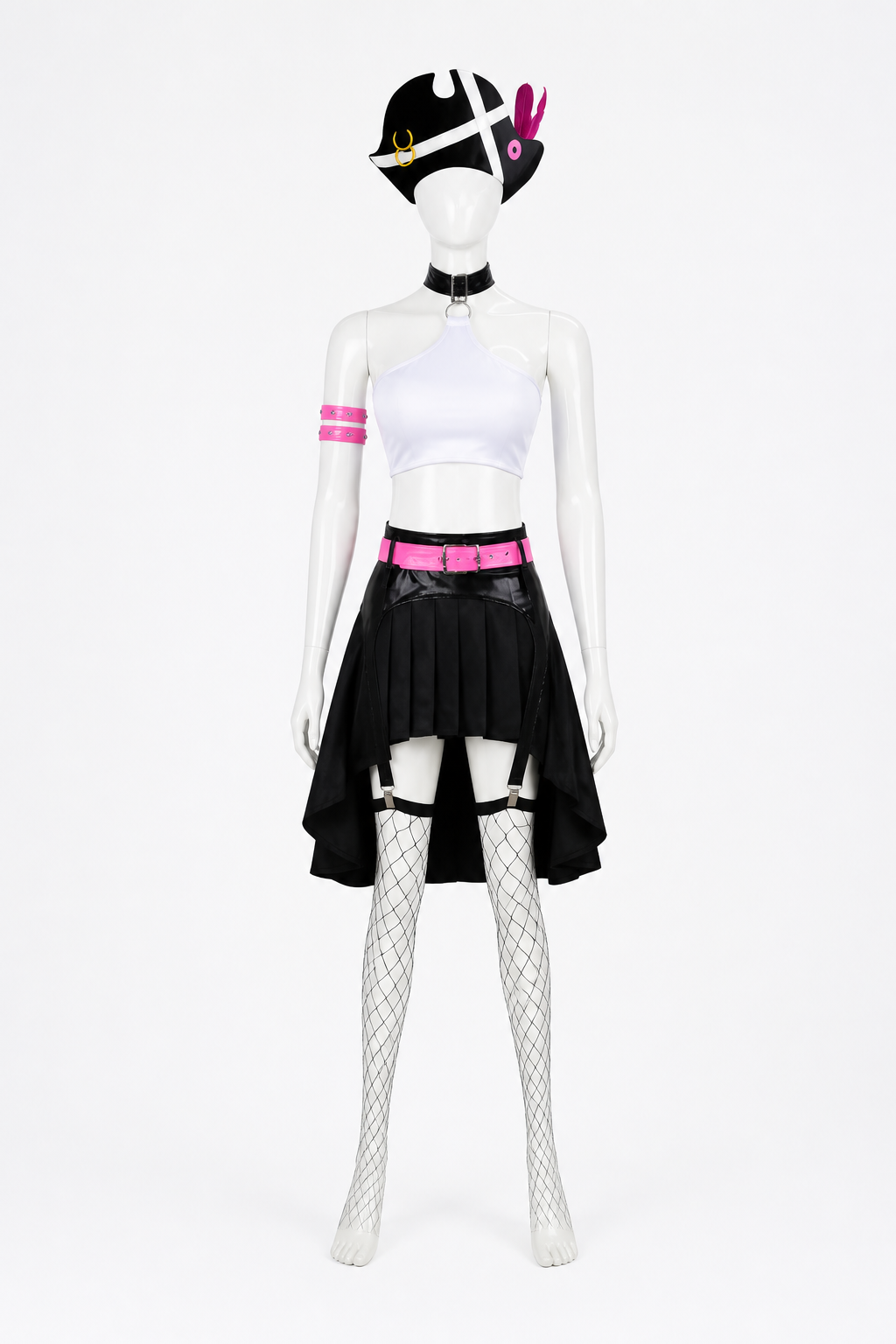 Pirate Cosplay Costume with Hat, Top, and Skirt back view