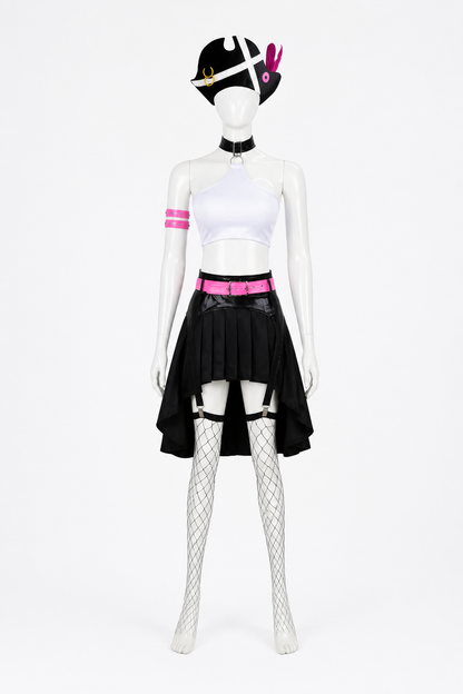 Pirate Cosplay Costume with Hat, Top, and Skirt back view