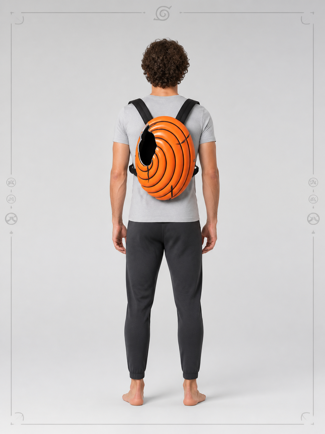 Orange Cosplay Mask with Spiral Pattern back view