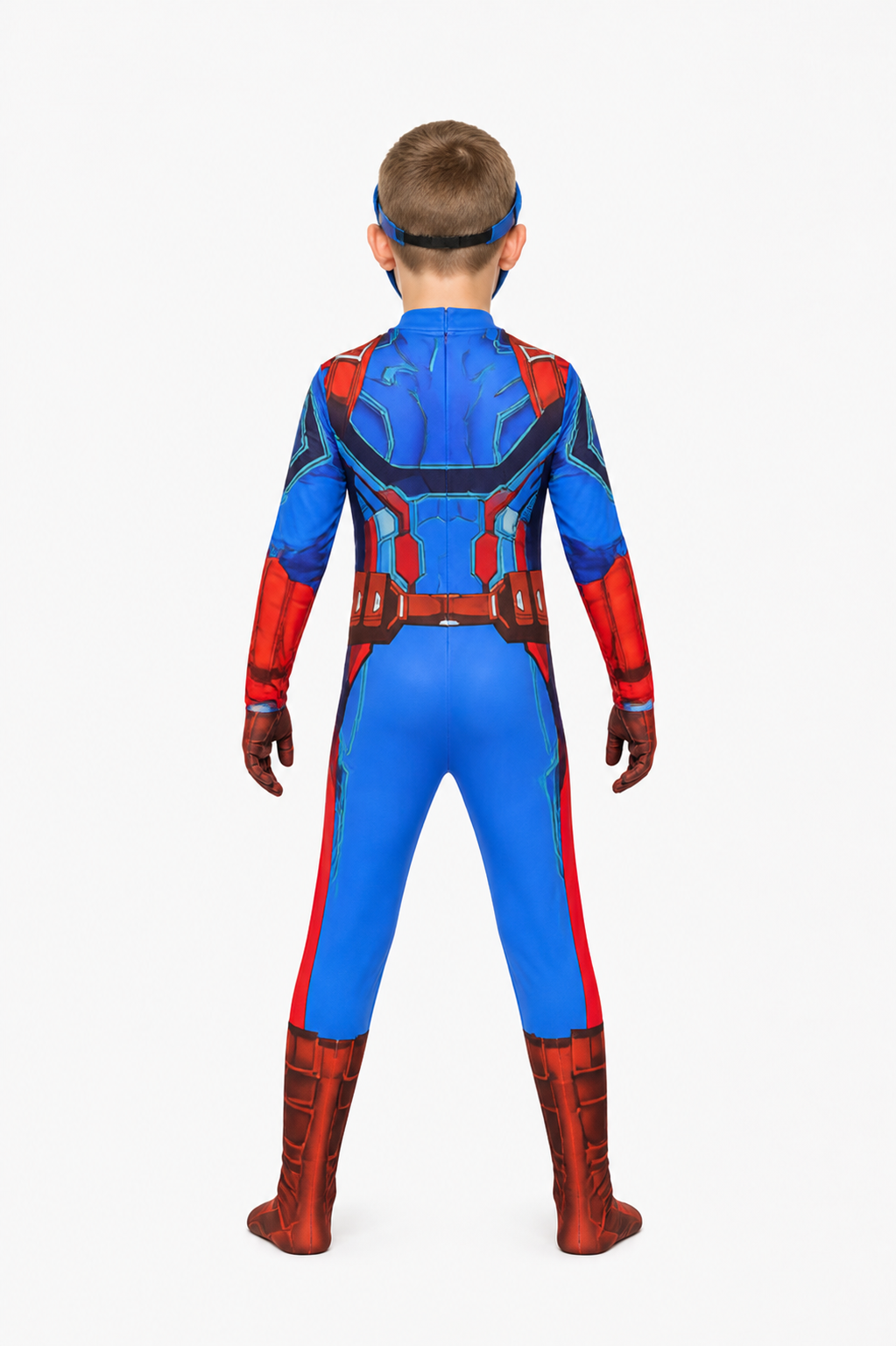 Captain America Jumpsuit with Mask and Gloves back view
