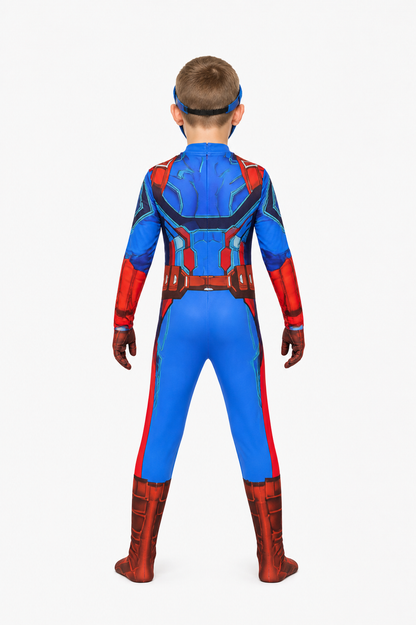 Captain America Jumpsuit with Mask and Gloves back view