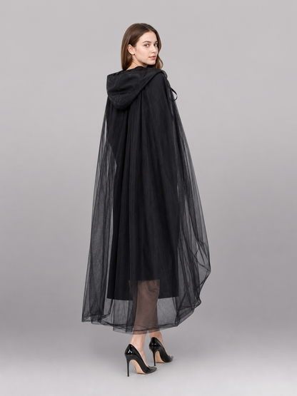 Black Hooded Carnival Cape for Cosplay