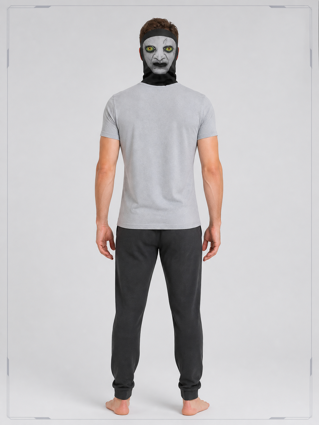 Gray Full-Face Carnival Mask for Halloween back view