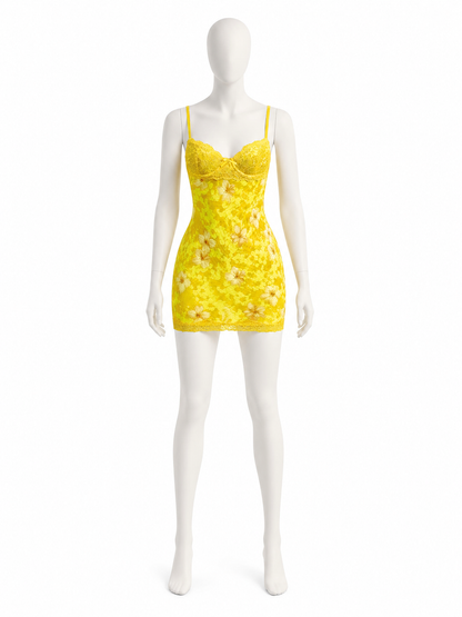 Lace Strappy Dress with Floral Print back view