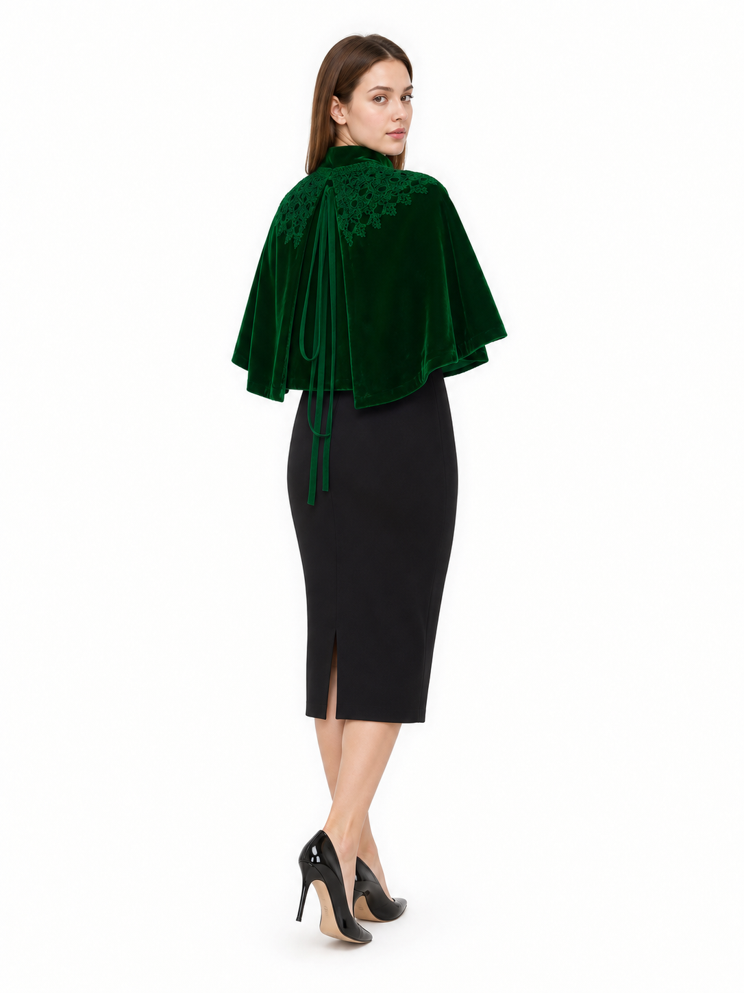 Dark Emerald Carnival Cloak with Collar