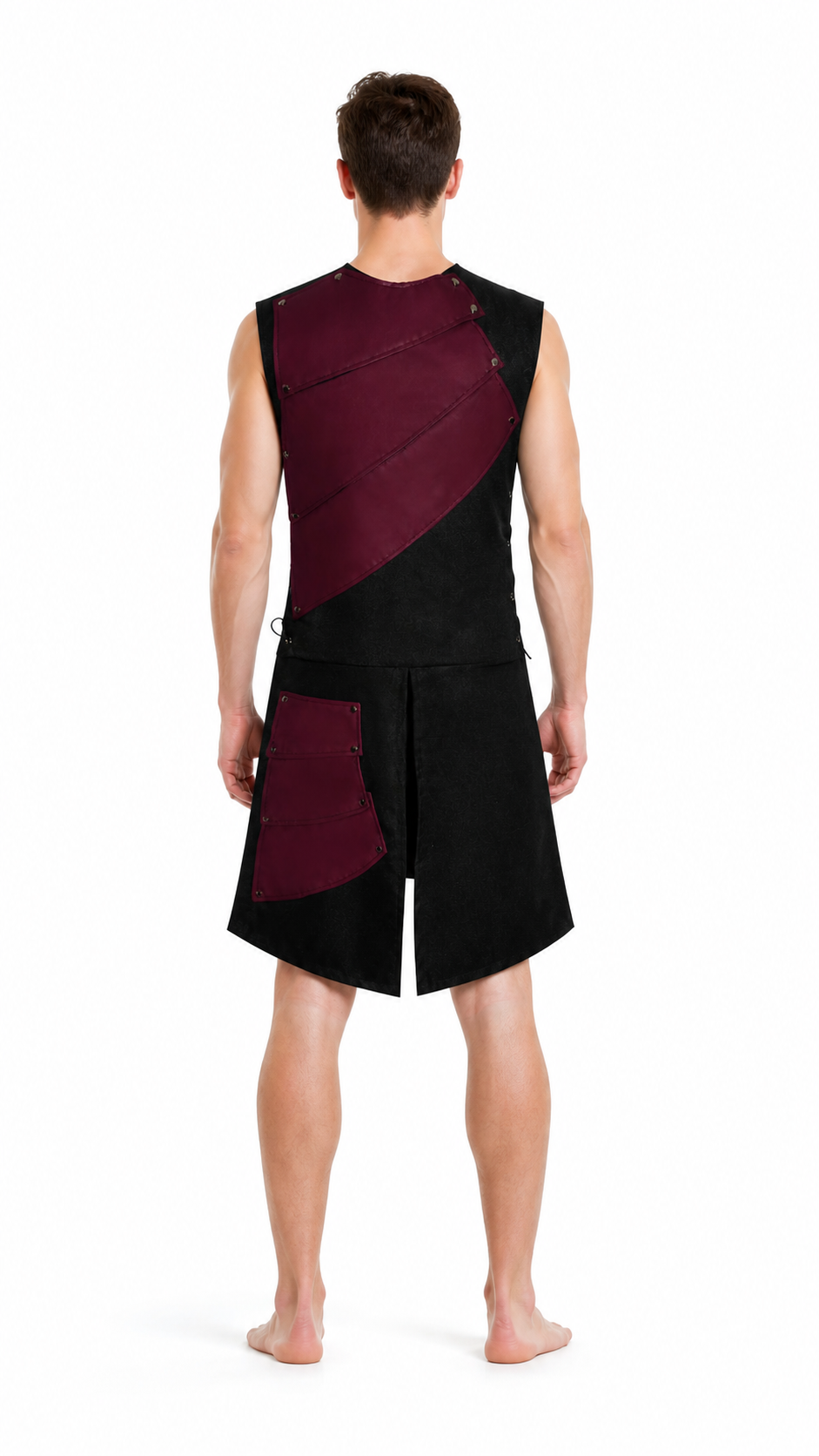 Sleeveless Jumpsuit with an Asymmetrical Panel back view