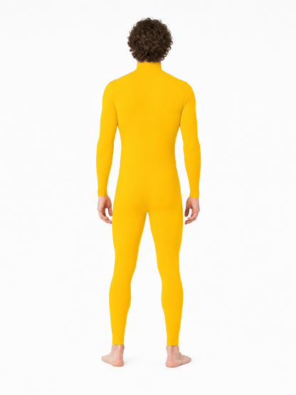 Yellow One-Piece Jumpsuit with High Collar back view