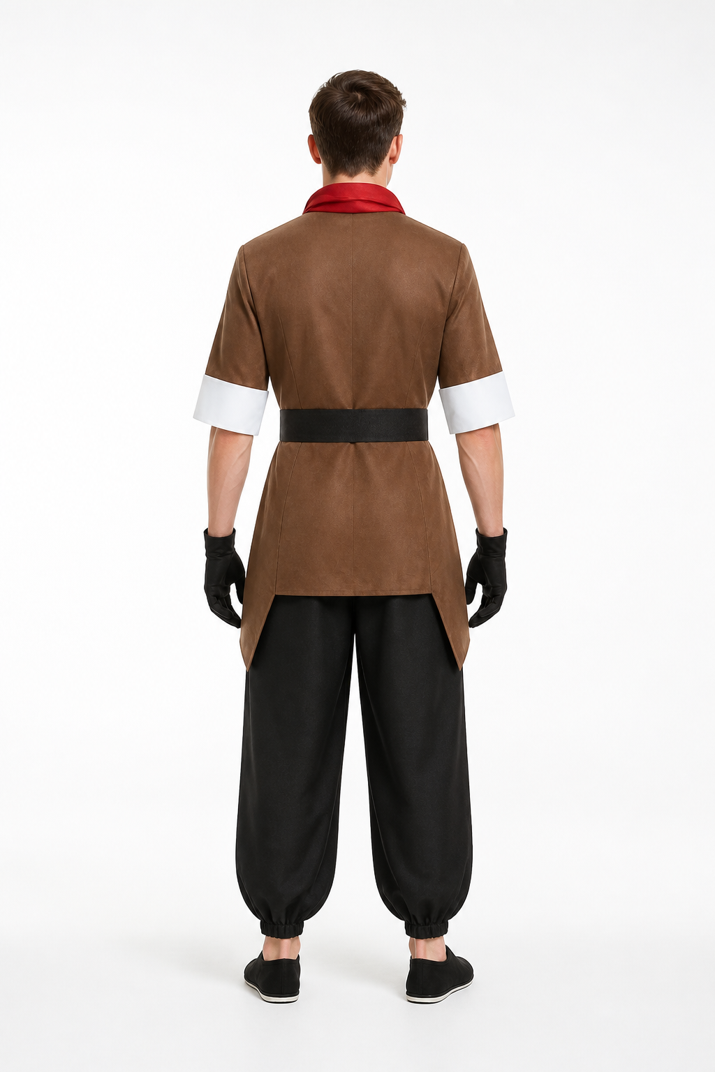Cosplay Costume with Belt, Gloves, and Scarf back view
