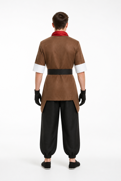 Cosplay Costume with Belt, Gloves, and Scarf back view