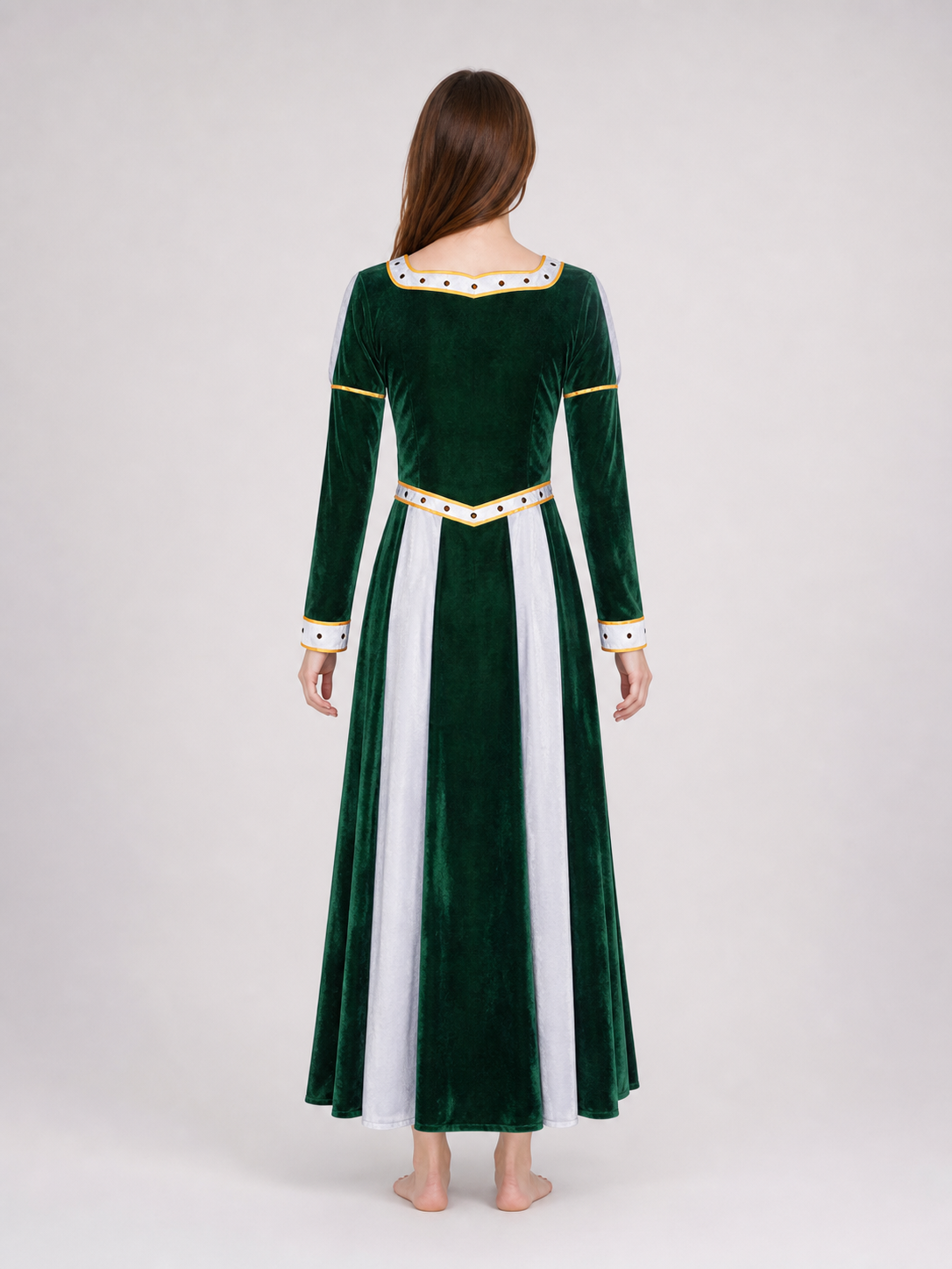 Fiona Cosplay Dress, Green with White Insert