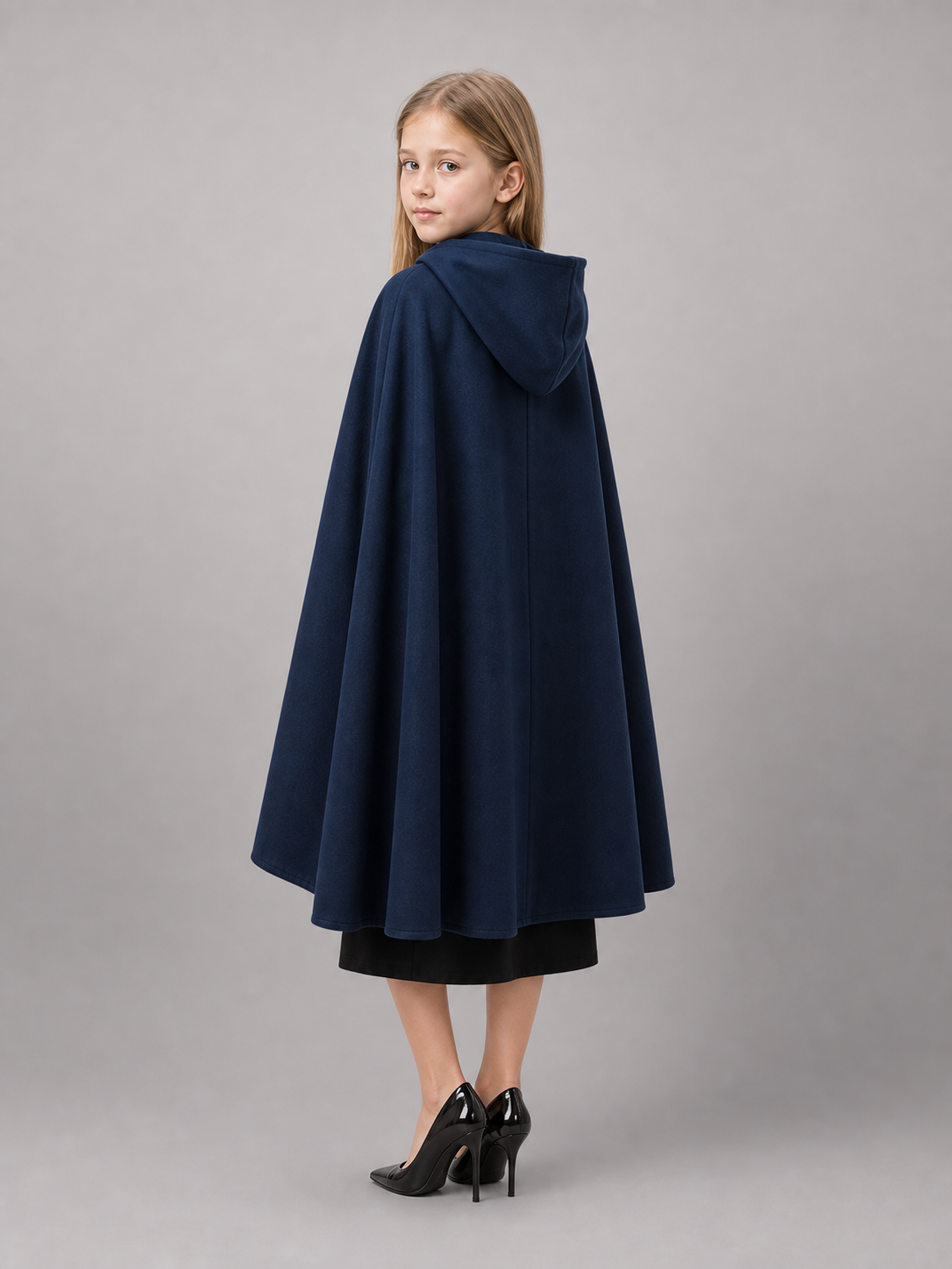 Dark Blue Hooded Costume Cloak