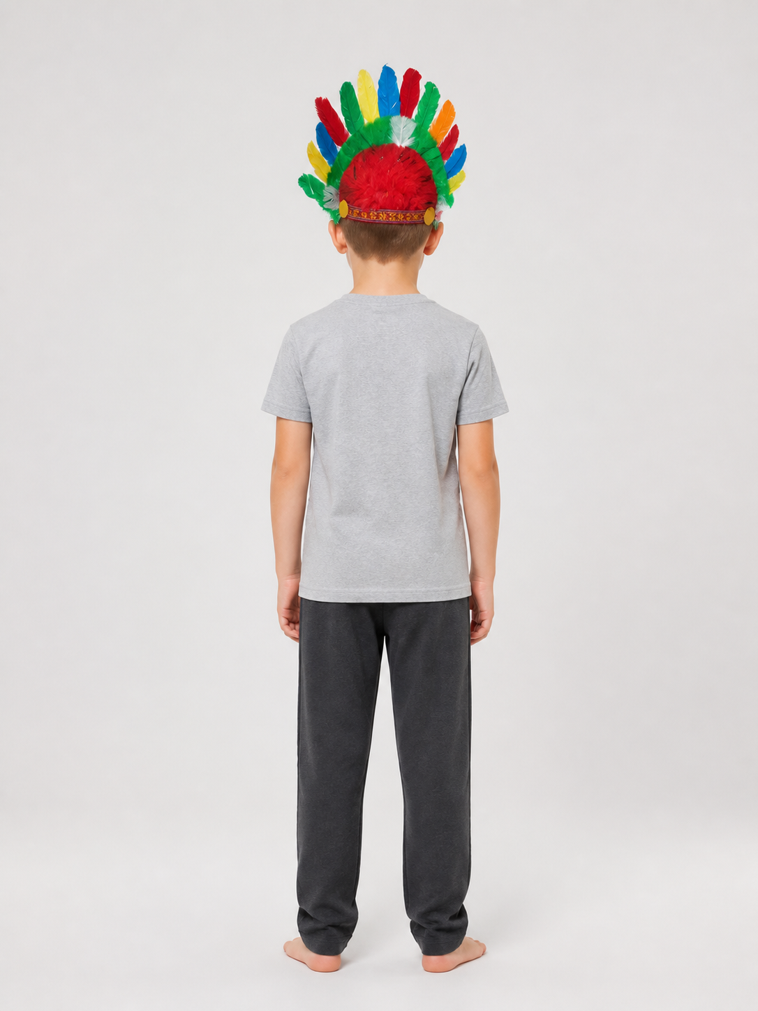 Feathered Carnival Headpiece, Native American Style back view