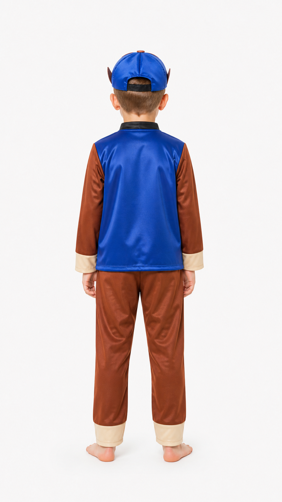 Kids' blue PAW Patrol costume with hat back view