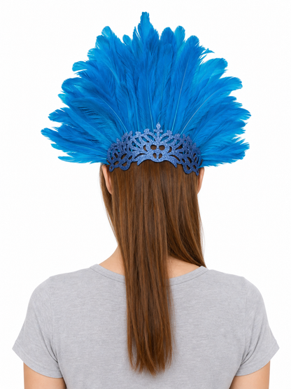 Carnival Mask with Blue Feathers and Glitter