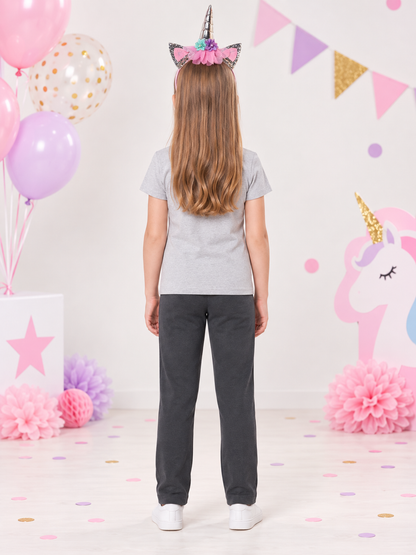 Kids' Unicorn Headband with Silver Horn and Flowers