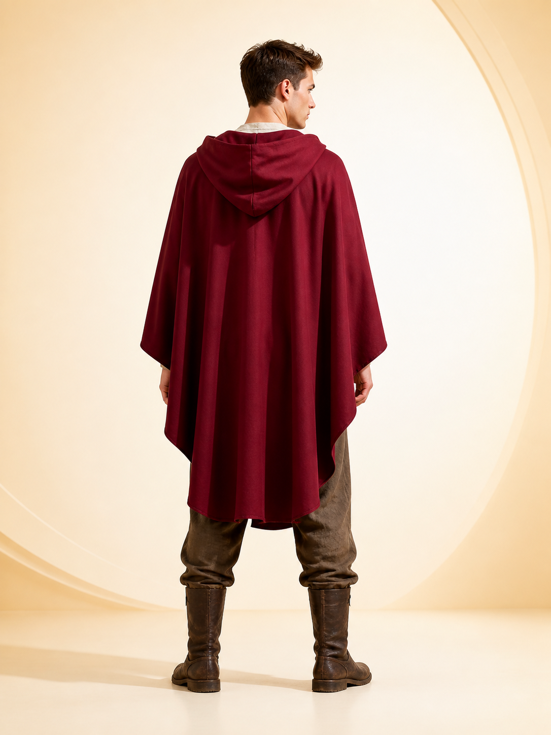Wine Red Hooded Costume Cape product view 19