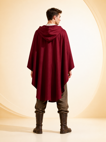 Wine Red Hooded Costume Cape product view 19