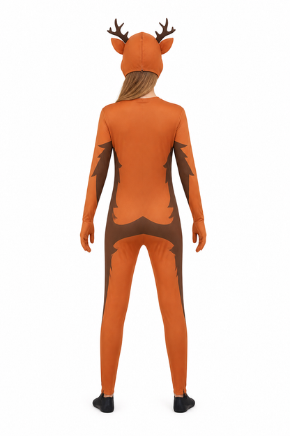 Deer Monster Costume Jumpsuit with Headpiece back view