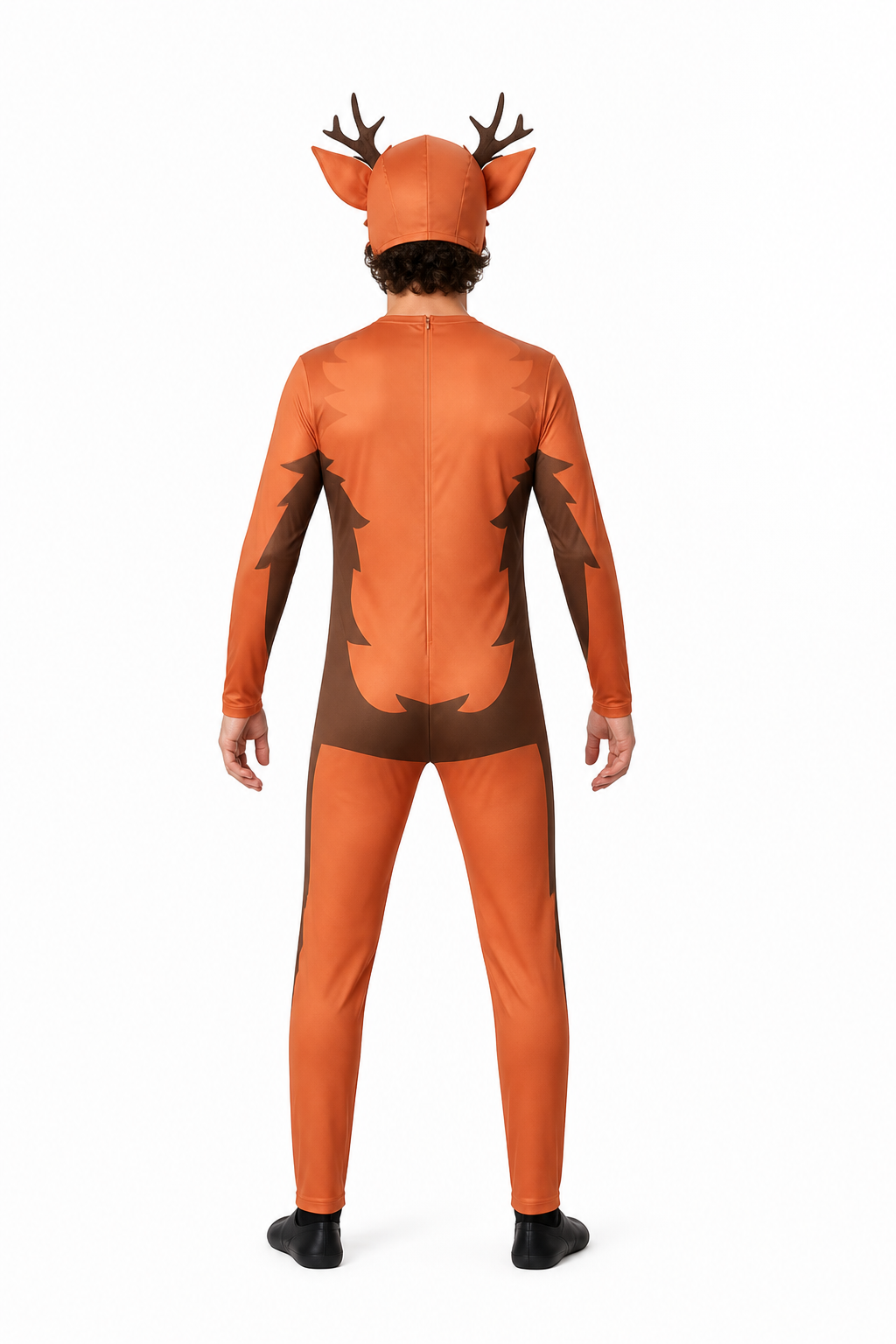Brown Deer Jumpsuit with Mask and Antlers back view