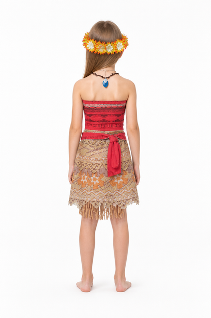 Children's Carnival Costume with Top and Fringed Skirt back view