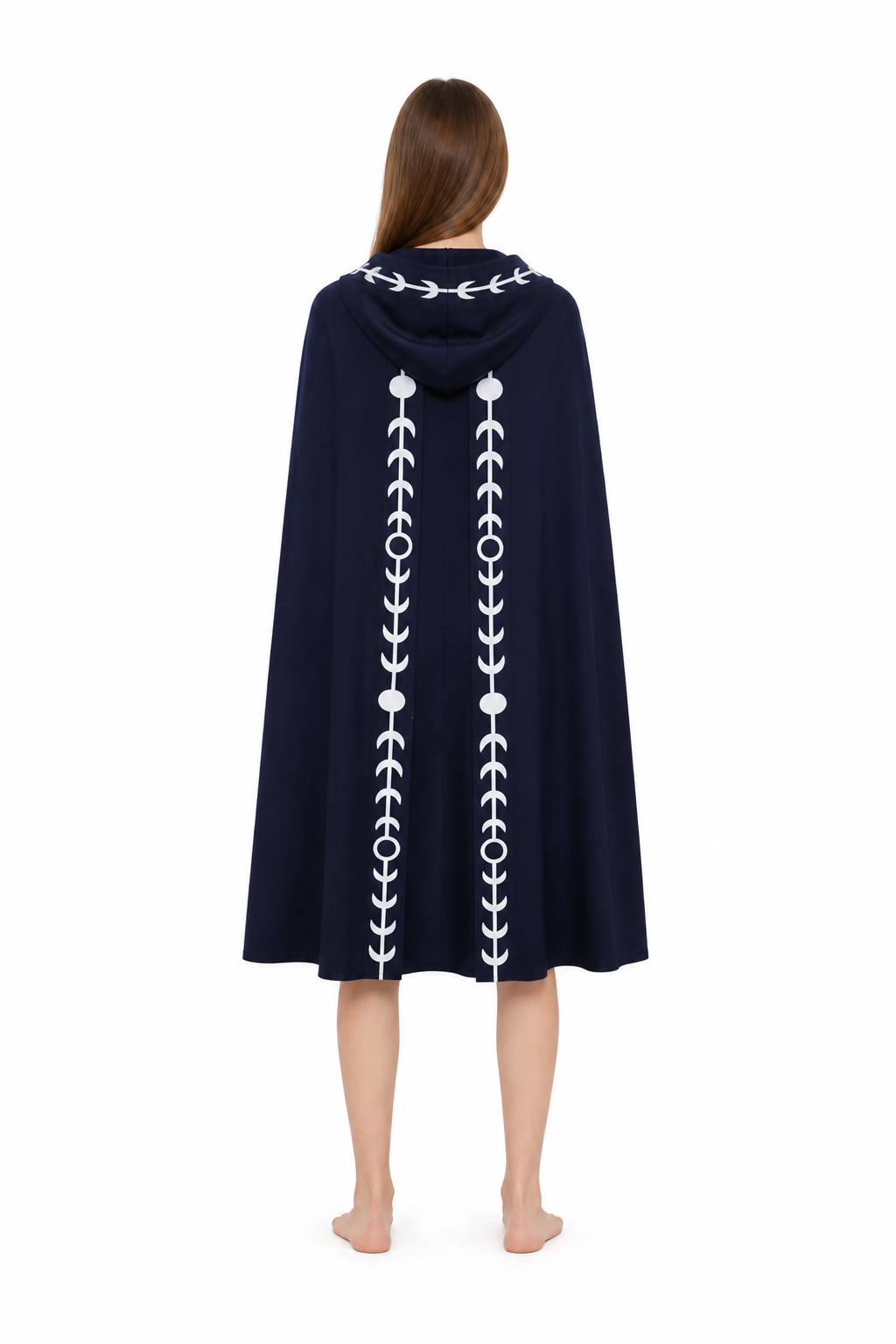 Hooded Cloak Cape, Blue, for Cosplay back view