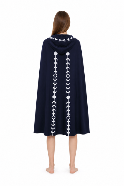 Hooded Cloak Cape, Blue, for Cosplay back view