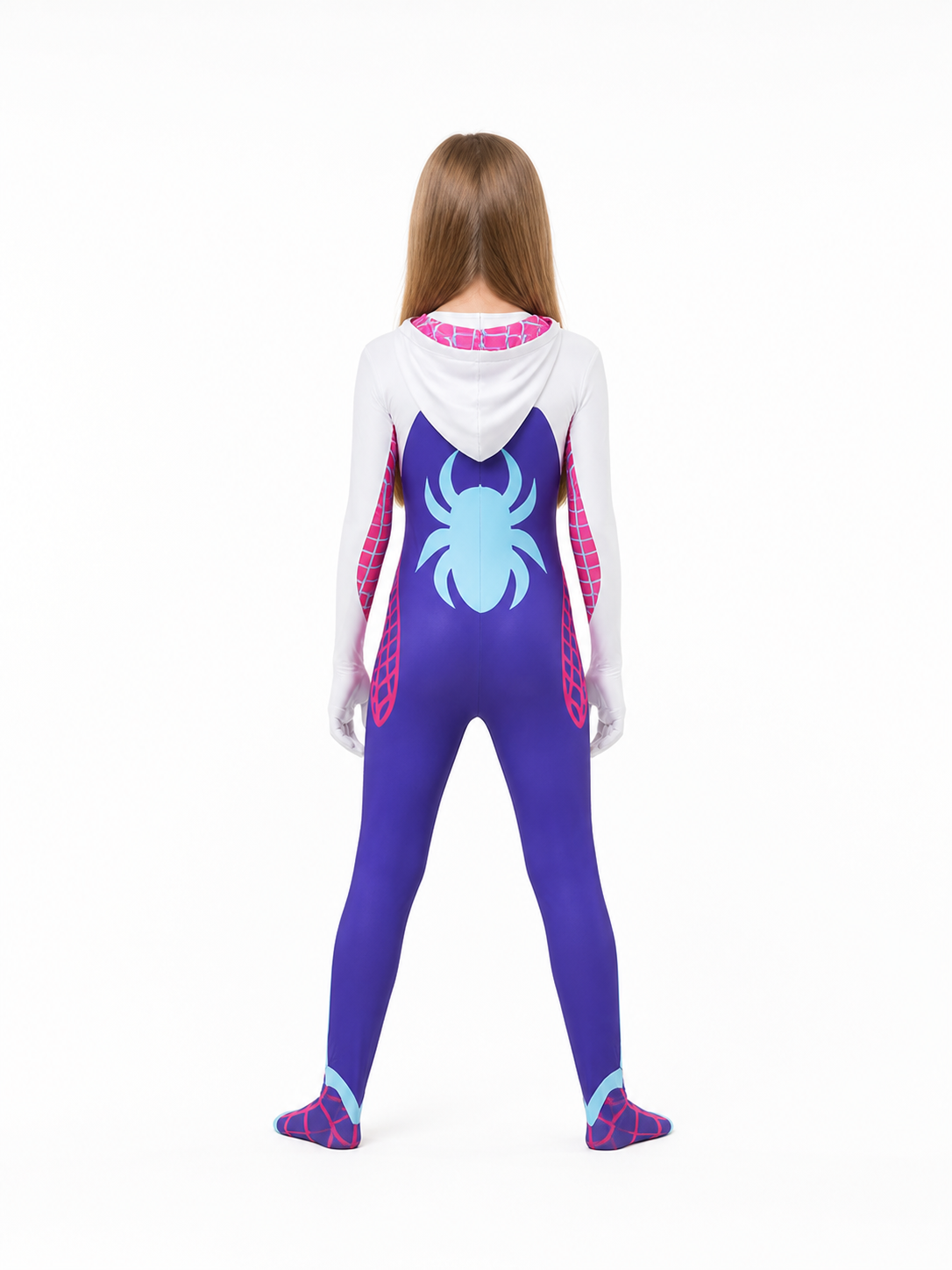 Gwen Stacy Hooded Spider-Web Jumpsuit back view