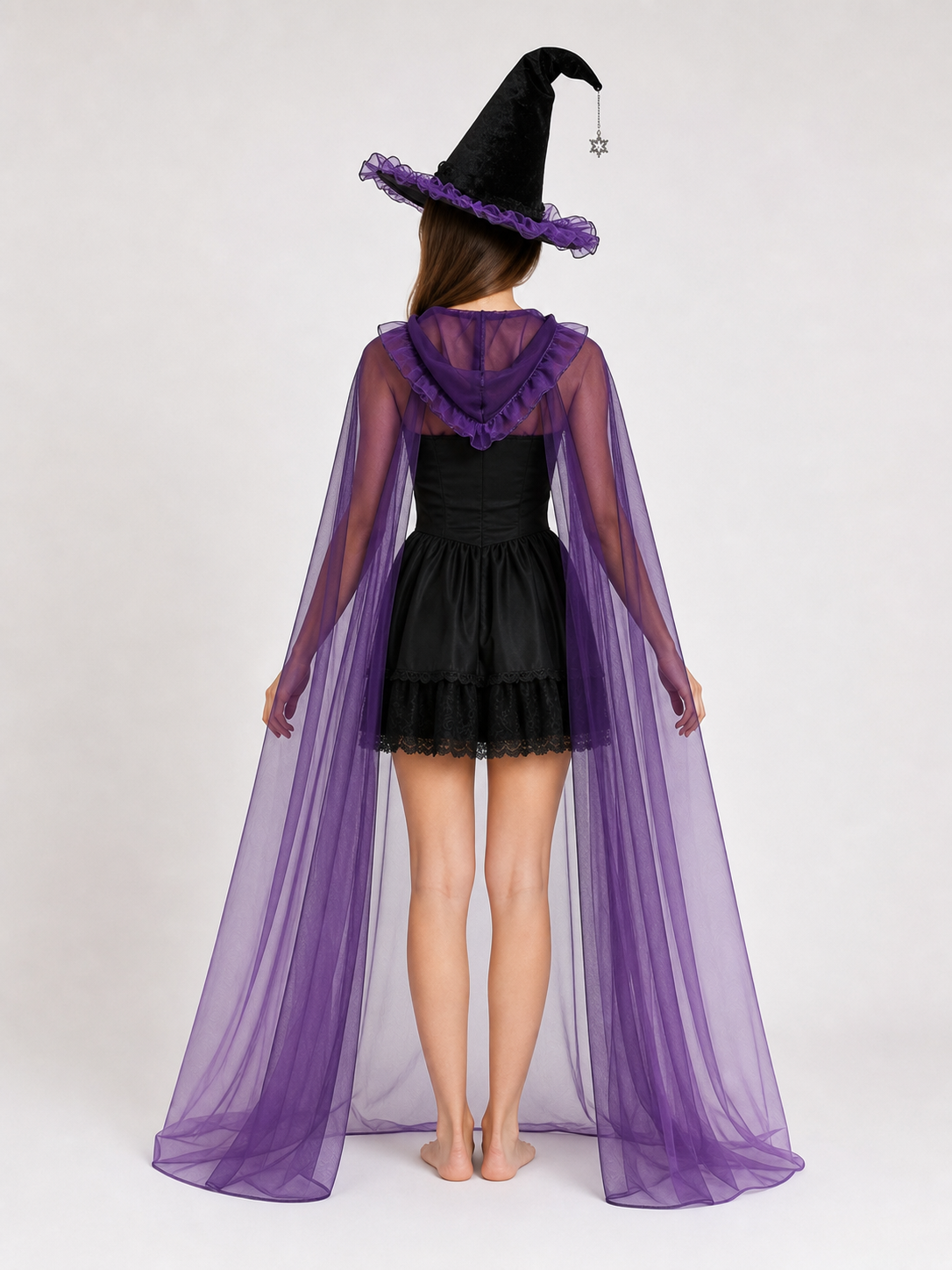 Witch Costume with Hat and Purple Cape