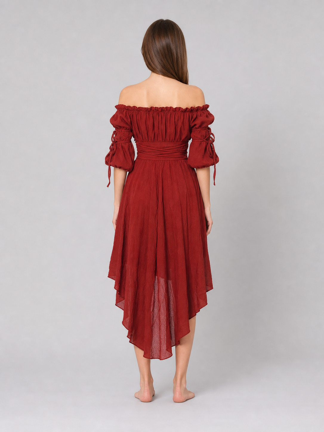 Retro Stage Dress with Asymmetrical Skirt