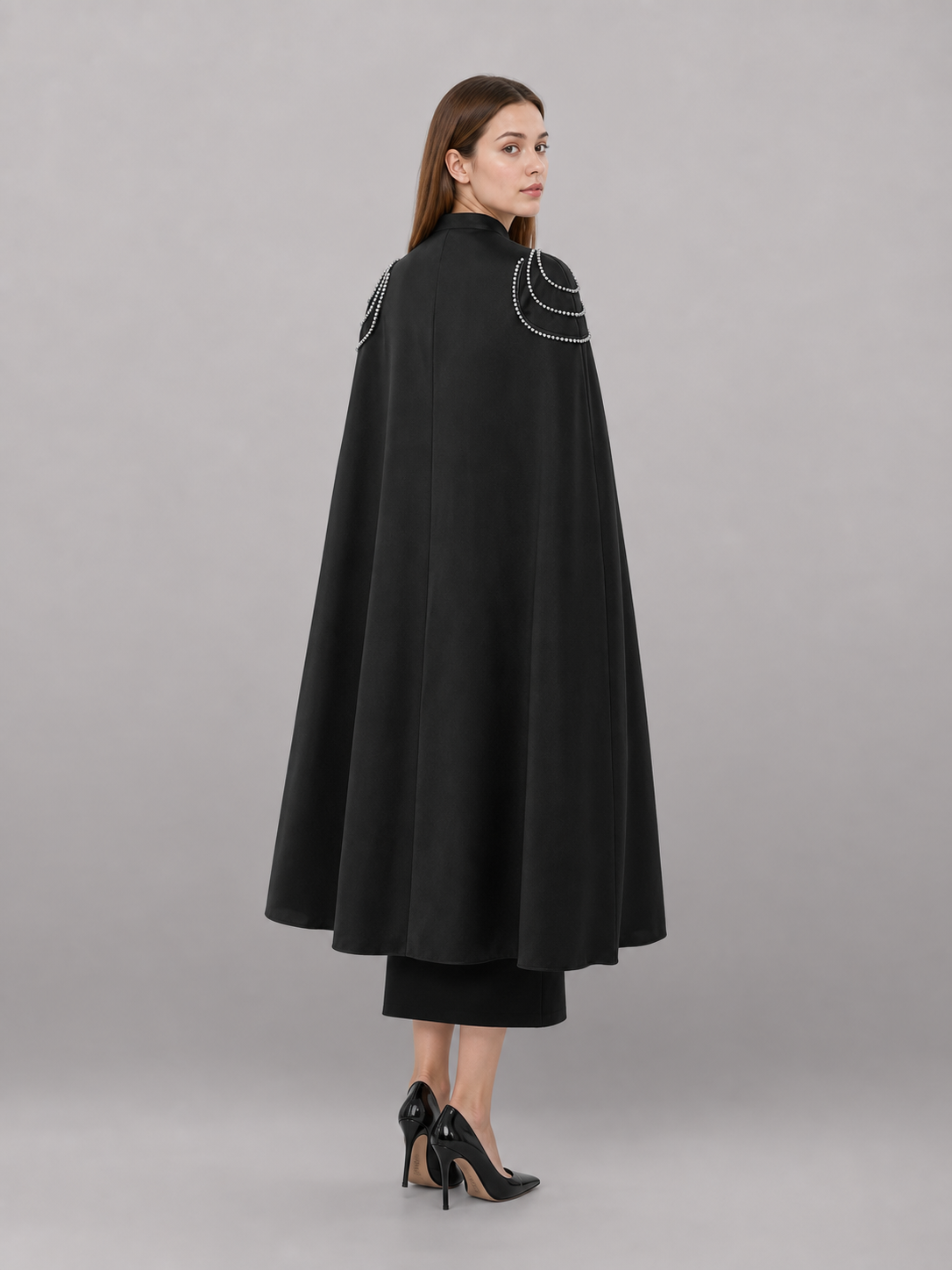 Long Black Hooded Costume Cloak