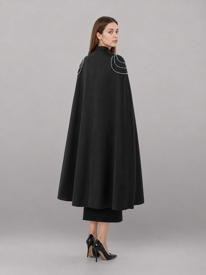 Long Black Hooded Costume Cloak