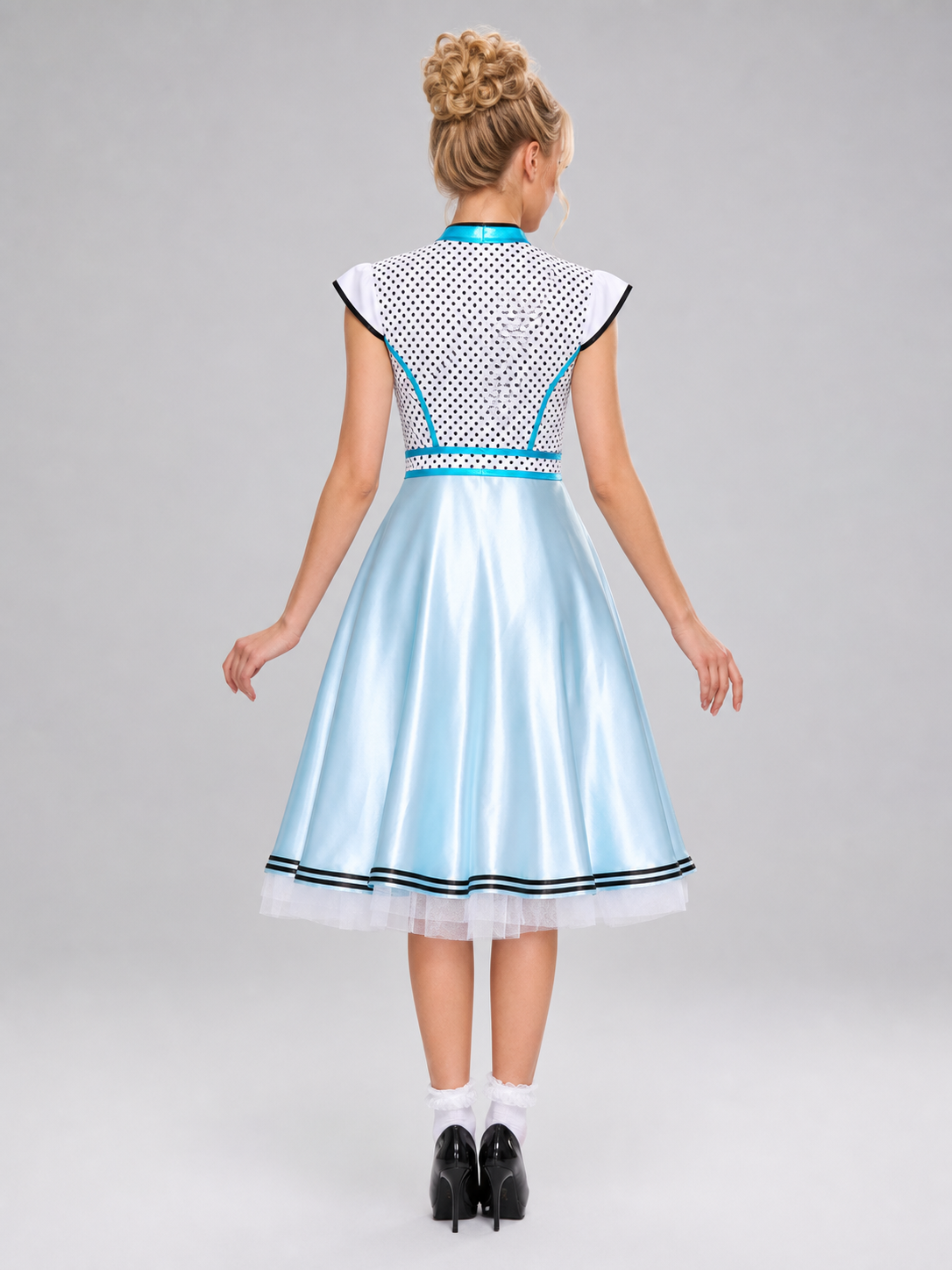 Alice Costume Dress, Black-and-White Apron, Decorative Detail