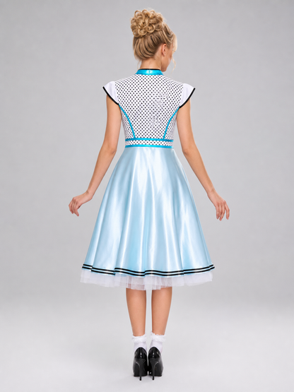 Alice Costume Dress, Black-and-White Apron, Decorative Detail