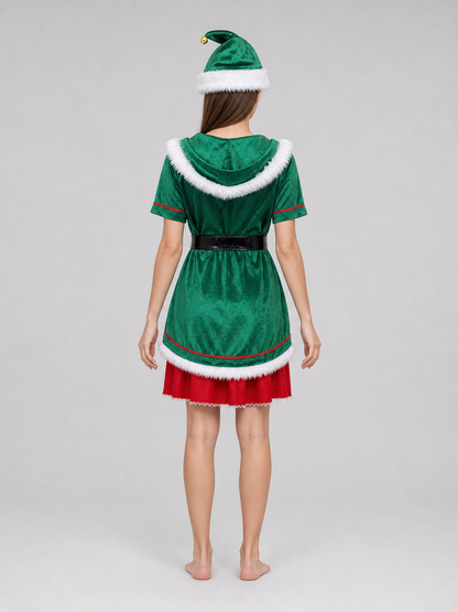 Christmas costume dress with hat and belt