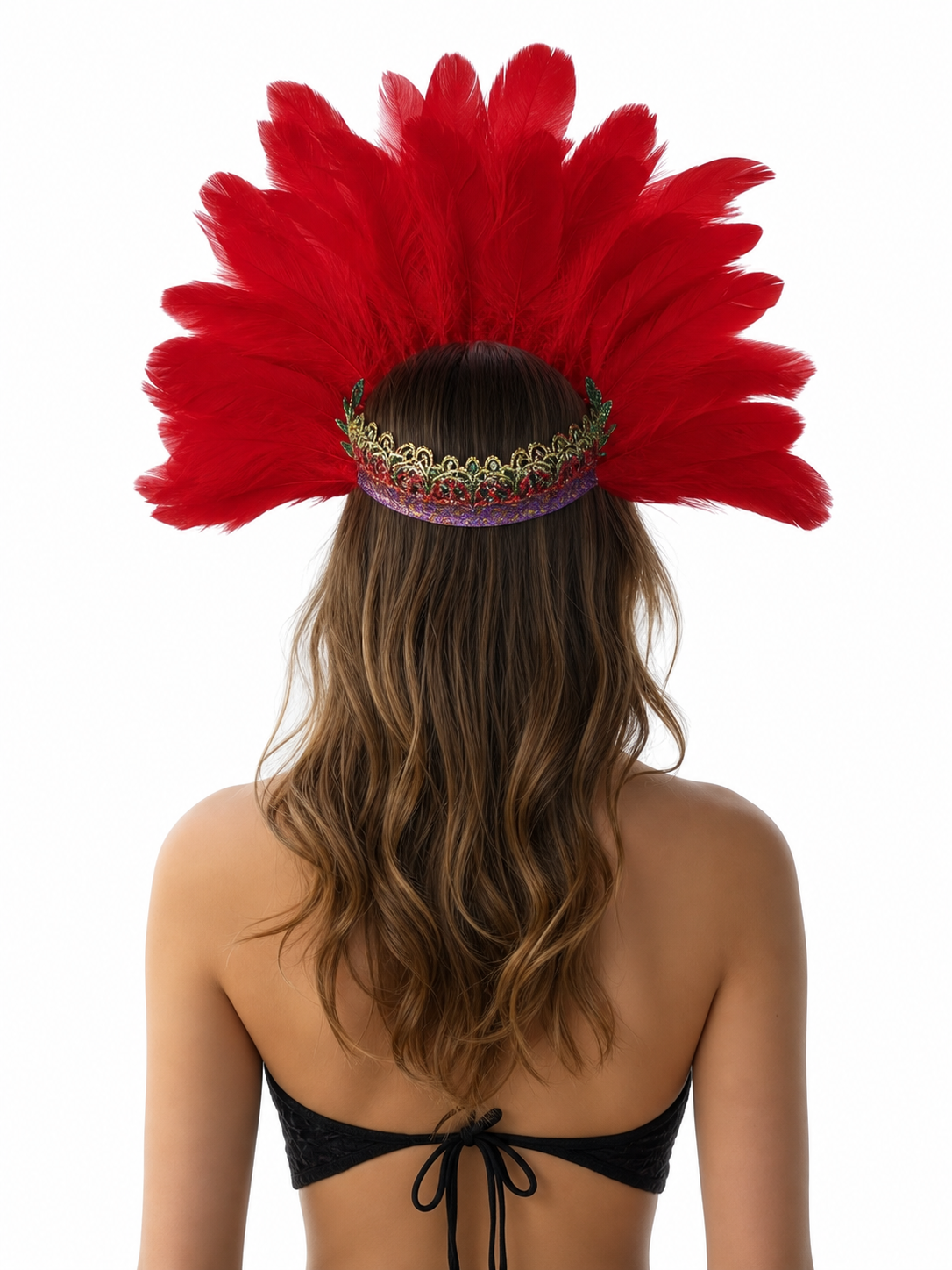 Carnival Headpiece with Red Feathers