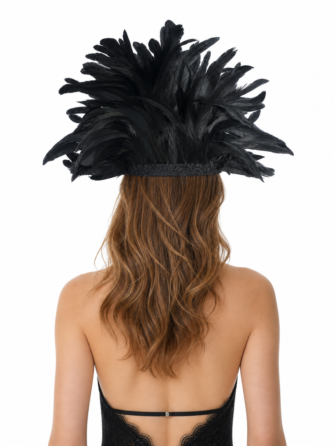 Carnival headpiece with black feathers